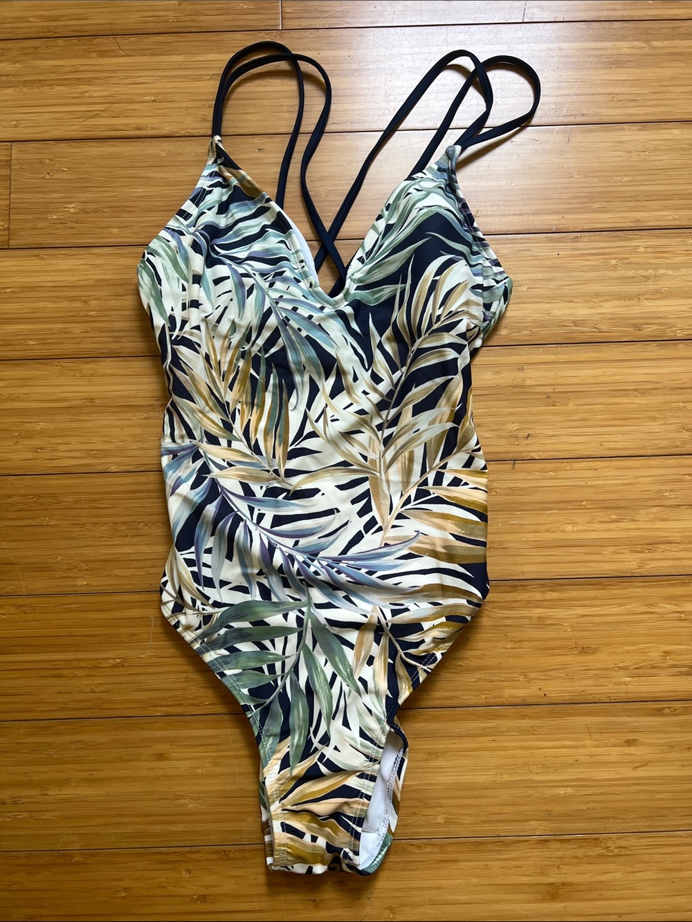 Hurley Kids Leaf-Print One-Piece Swimsuit - Navy, Green, Yellow